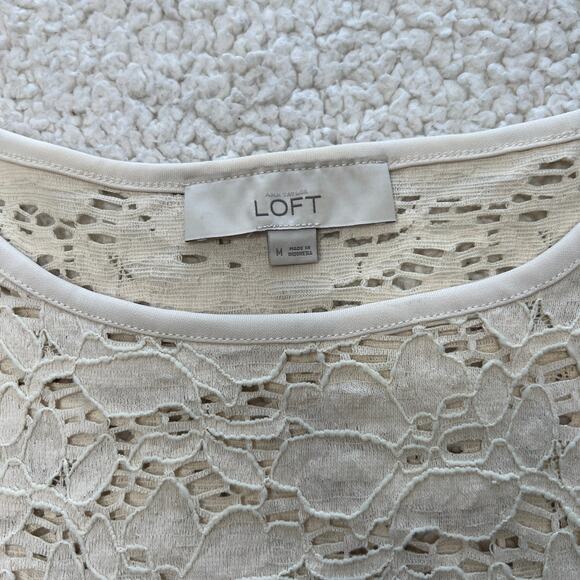 Loft Cream Lace Top Medium - Picture 2 of 8
